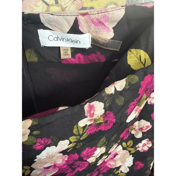 Calvin Klein Floral Wrap Midi Skirt Women Size 18W Black Pink White - Picture 4 of 7